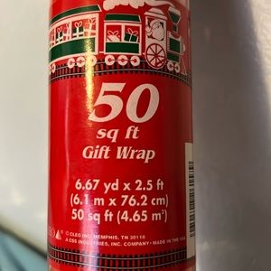 Vintage Cleo Christmas Gift Wrap Paper Red with Stars - 50 sq ft